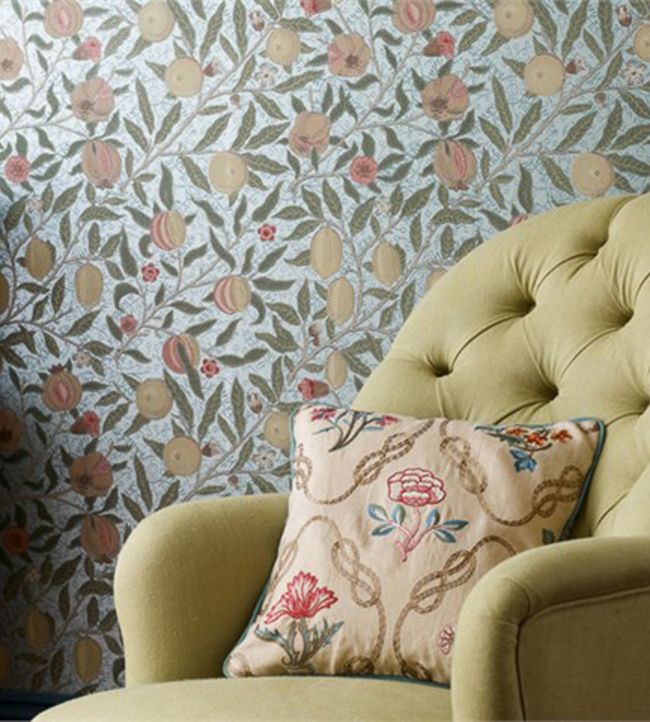 Fruit Wallpaper - Slate/Thyme - 210396 - Morris & Co - Morris Wallpaper