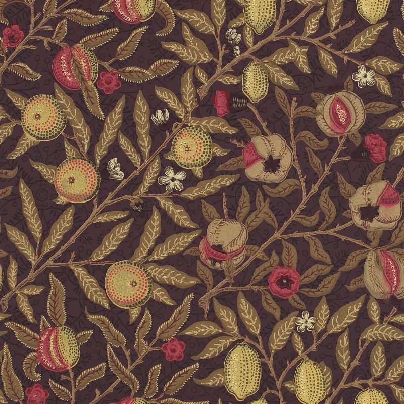 Fruit Wallpaper - Wine/Manilla - Morris & Co - 210397 - Morris Wallpaper