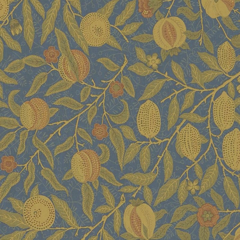 Fruit Weave Fabric - Blue/Thyme - Morris & Co - 230284 - Premier Wallcovering