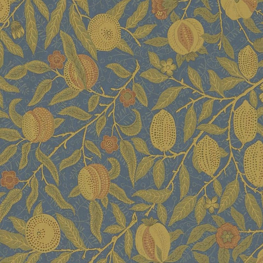 Fruit Weave Fabric - Blue/Thyme - Morris & Co - 230284 - Premier Wallcovering