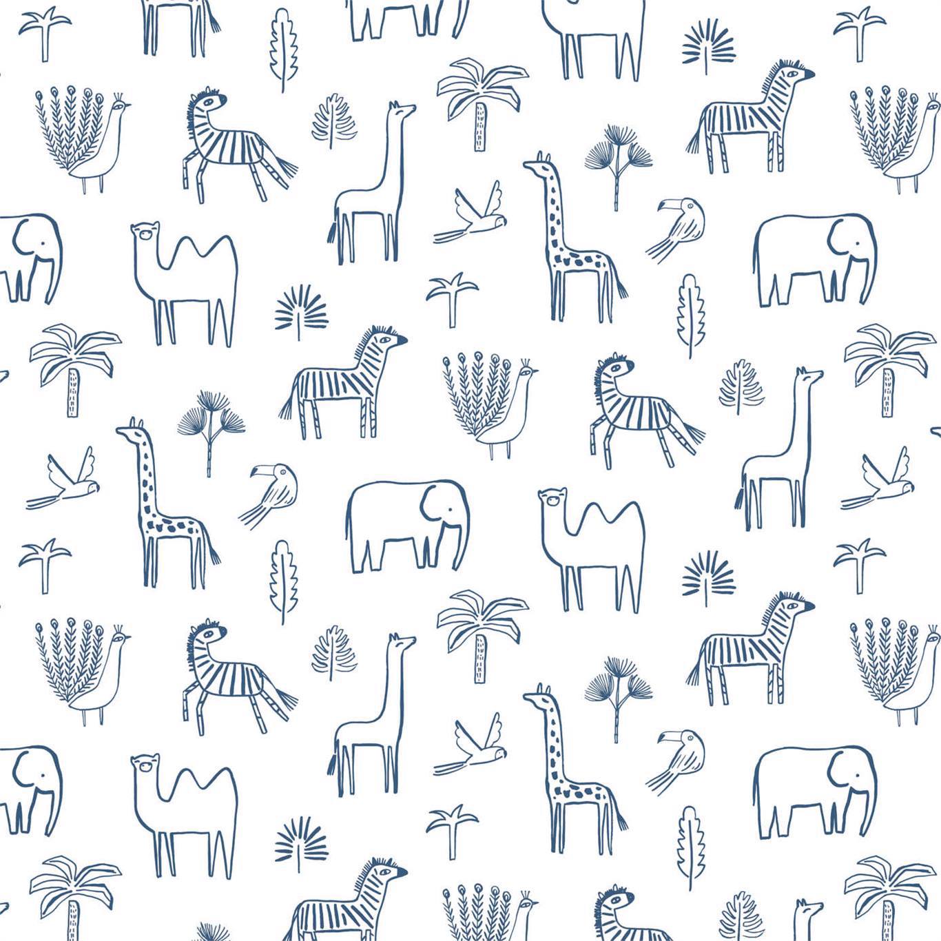 Funky Jungle Wallpaper - Navy - Harlequin - HLTF112630 - Morris Wallpaper