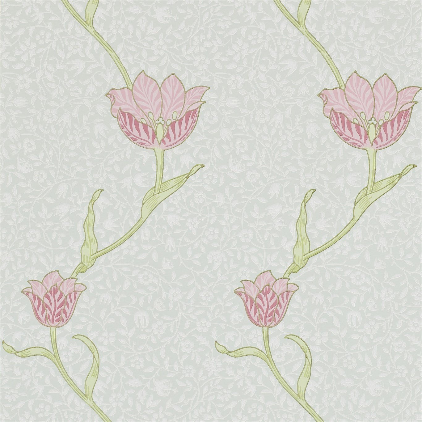 Garden Tulip Wallpaper - Porcelain / Pink - 210394 - Morris Exclusive - Morris Wallpaper