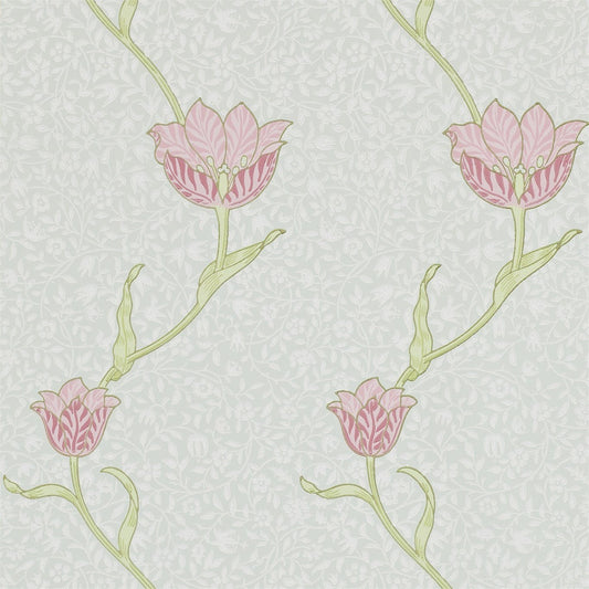 Garden Tulip Wallpaper - Porcelain / Pink - 210394 - Morris Exclusive - Morris Wallpaper