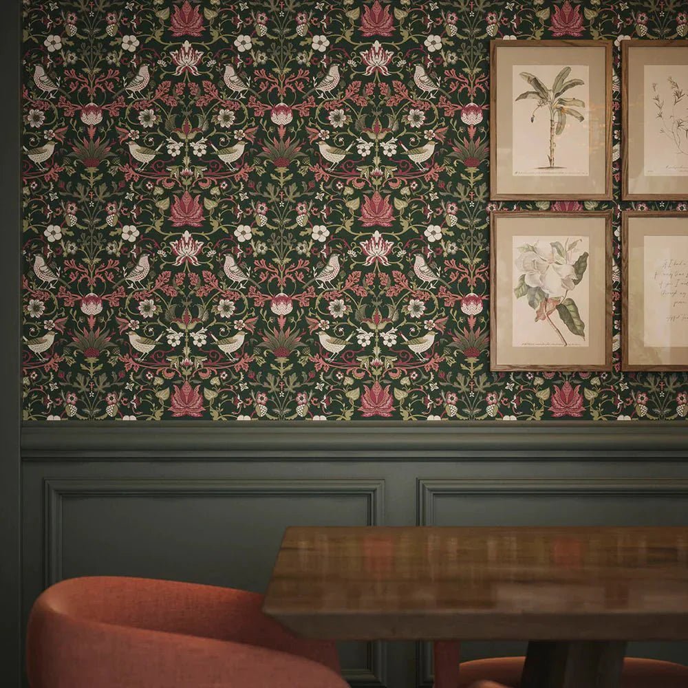 Garden Visitors Wallpaper - Guava on Castleton Green - LAN100083 - Lucie Annabel - Premier Wallcovering