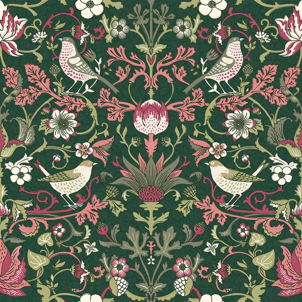 Garden Visitors Wallpaper - Guava on Castleton Green - Lucie Annabel - LAN100083 - Morris Wallpaper