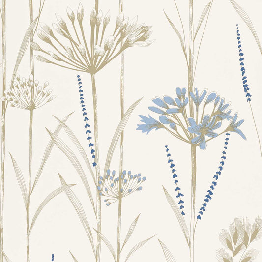 Gardinum Wallpaper - Chalk/Wedgwood/Gold - Harlequin - HPOW110557 - Morris Wallpaper