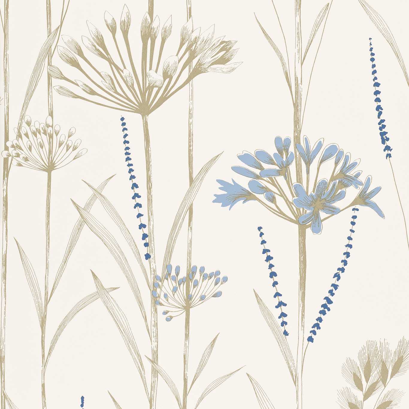 Gardinum Wallpaper - Chalk/Wedgwood/Gold - HPOW110557 - Harlequin - Premier Wallcovering