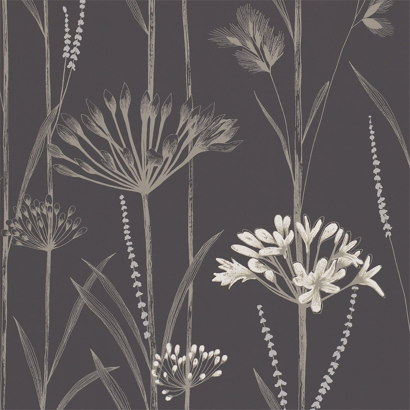 Gardinum Wallpaper - Charcoal Flint & Gilver - Harlequin - HPOW110556 - Morris Wallpaper