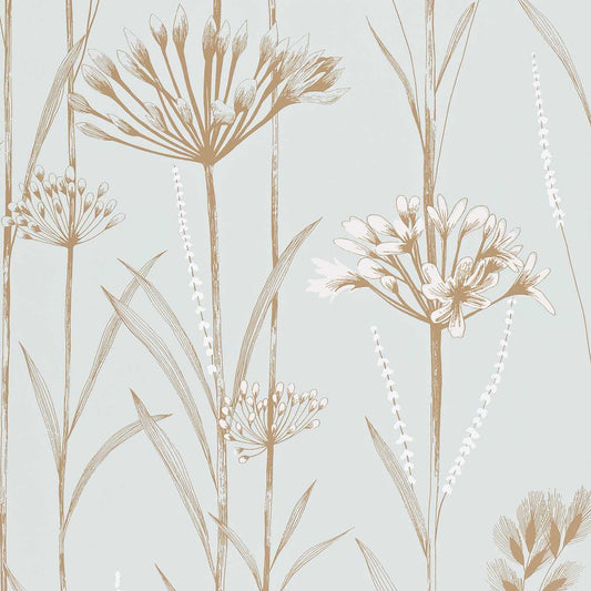 Gardinum Wallpaper - Seafoam/Gold/Gold - Harlequin - HPOW110558 - Morris Wallpaper