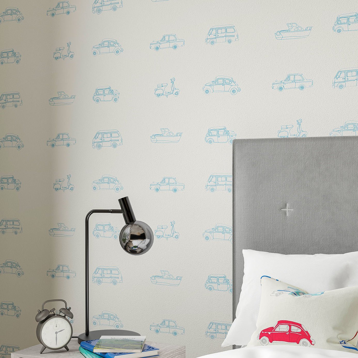 Go Go Retro Wallpaper - Aqua & White - HLTF112652 - Harlequin - Premier Wallcovering