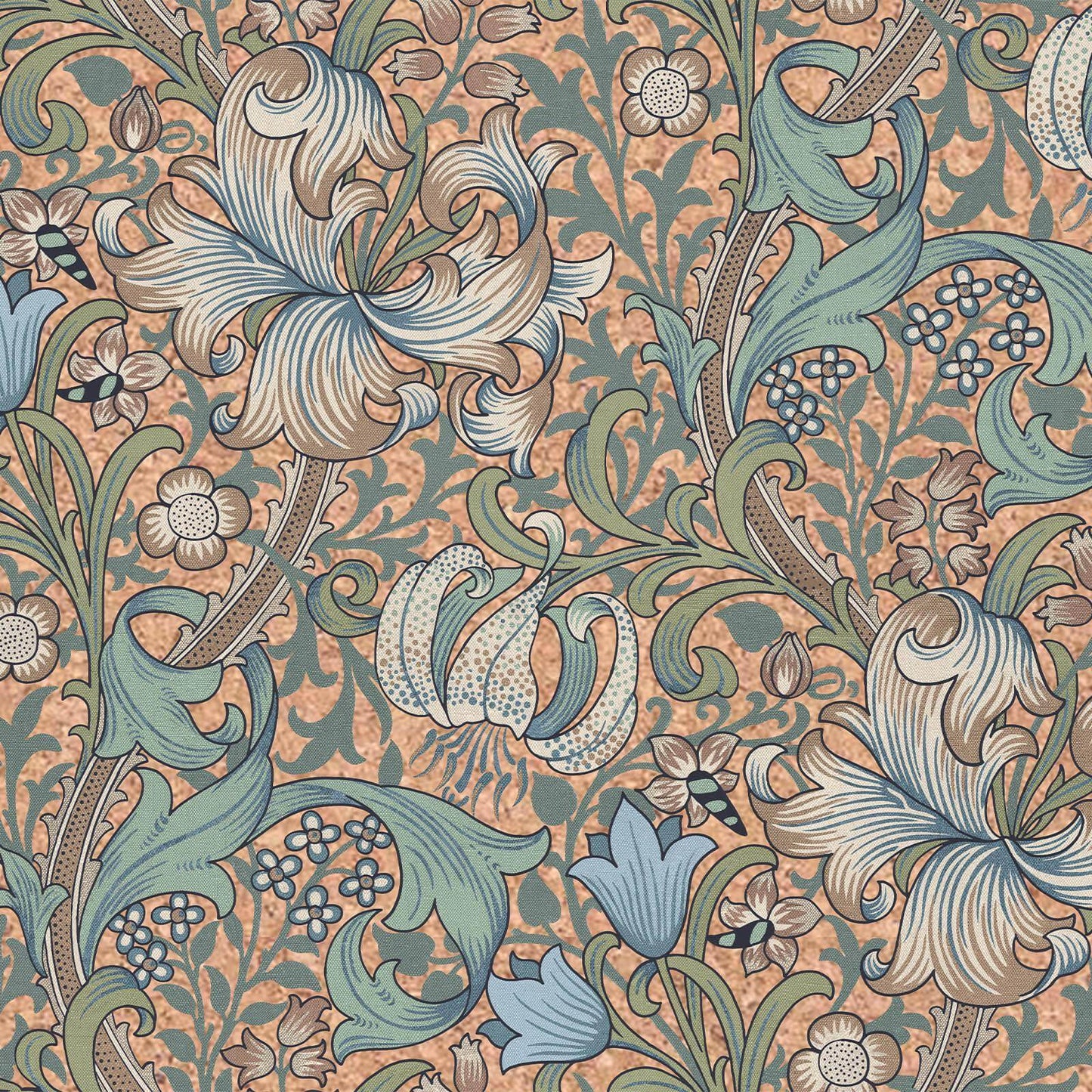 1-WA-GOL-CR-MOO-XXX - Golden Lily Cork Wallpaper - Moonstone - House of Hackney