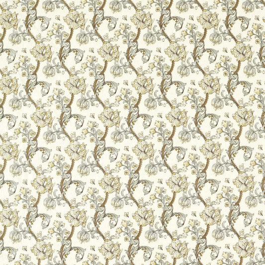 Golden Lily Embroidery Fabric - Dove - Clarke & Clarke - F1742/01 - Morris Wallpaper