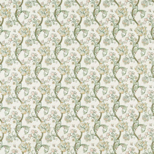 Golden Lily Embroidery Fabric - Linen/Blush - Clarke & Clarke - F1742/02 - Morris Wallpaper