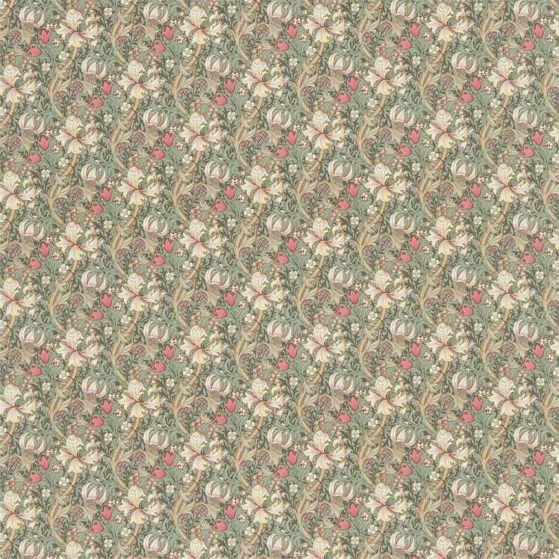 Golden Lily Minor Fabric - Artichoke/Vanilla - Morris & Co - DMC1G4206 - Premier Wallcovering