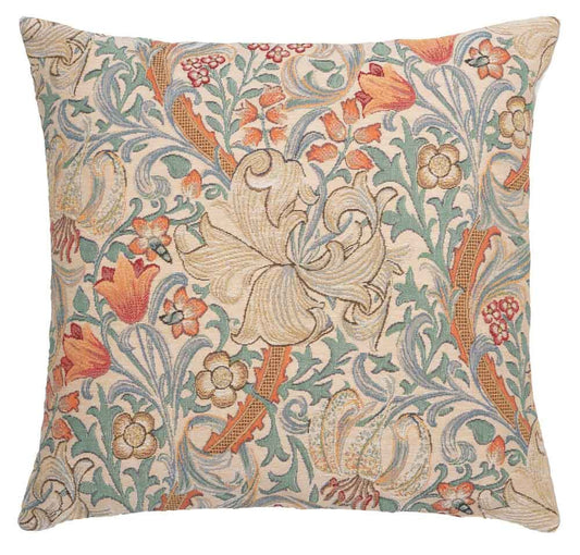 Golden Lily Pastel Regular Cushion with Feather Filler - Hines - 983 - Morris Wallpaper