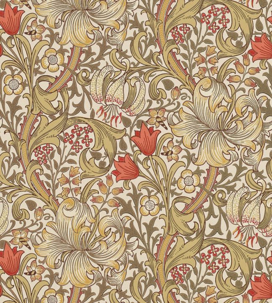 Golden Lily Wallpaper - Biscuit/Brick - 210400 - Morris & Co