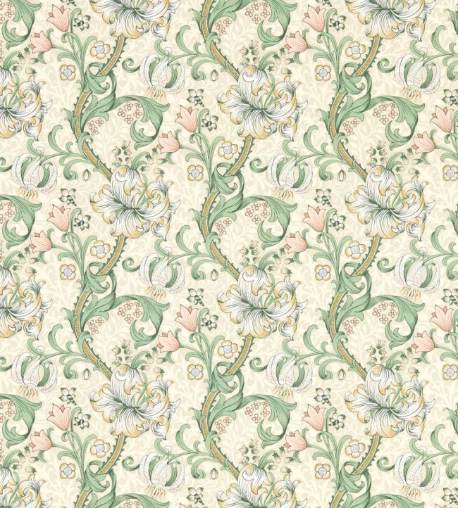 Golden Lily Wallpaper - Colour Linen/Blush - W0174/01 - Clarke & Clarke - William Morris - Morris Wallpaper