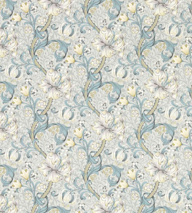 Golden Lily Wallpaper - Colour Slate/Dove - W0174/02 - Clarke & Clarke - William Morris - Morris Wallpaper