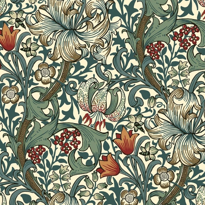 Golden Lily Wallpaper - Ecru - House of Hackney - 1-WA-GOL-DI-ECR-XXX - Morris Wallpaper