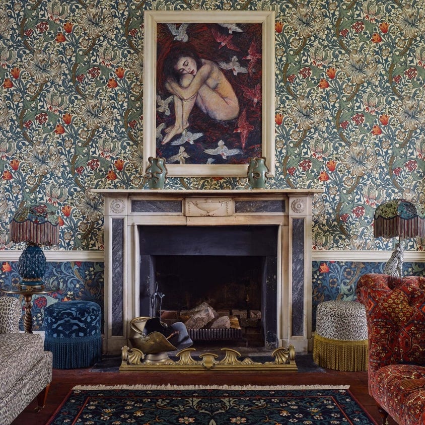 Golden Lily Wallpaper - Ecru - House of Hackney - 1-WA-GOL-DI-ECR-XXX - Morris Wallpaper