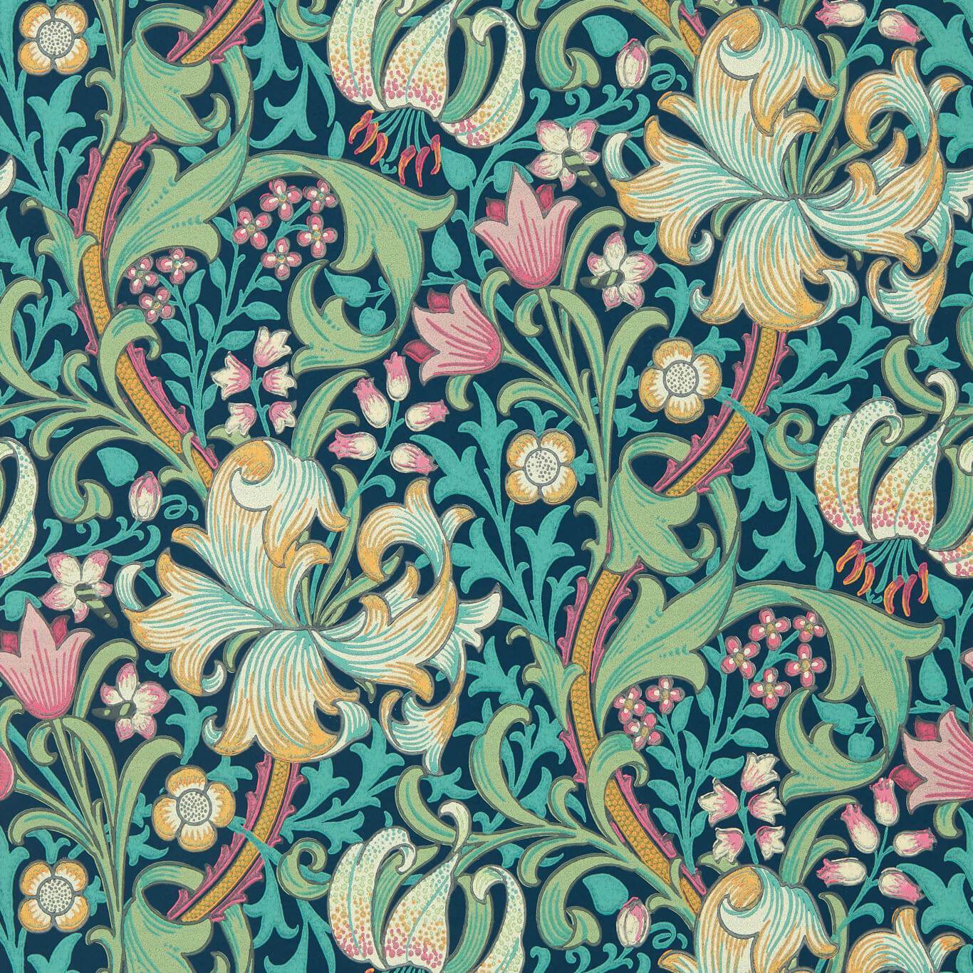 Golden Lily Wallpaper - Galactic Ink - 510007 - Morris & Co
