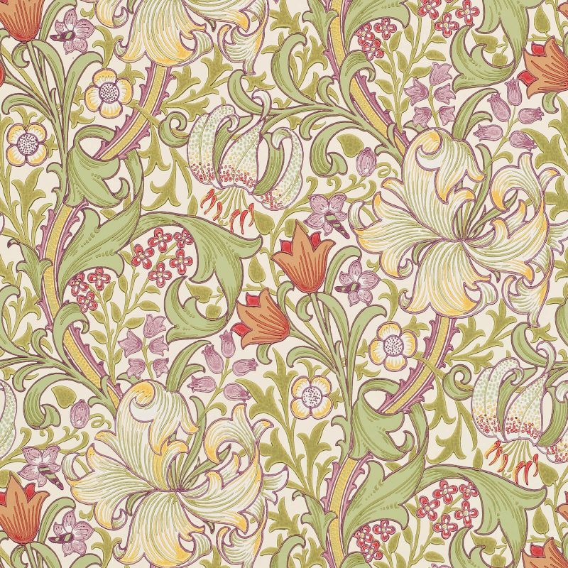 Golden Lily Wallpaper - Olive/Russet - 210399 - Morris & Co