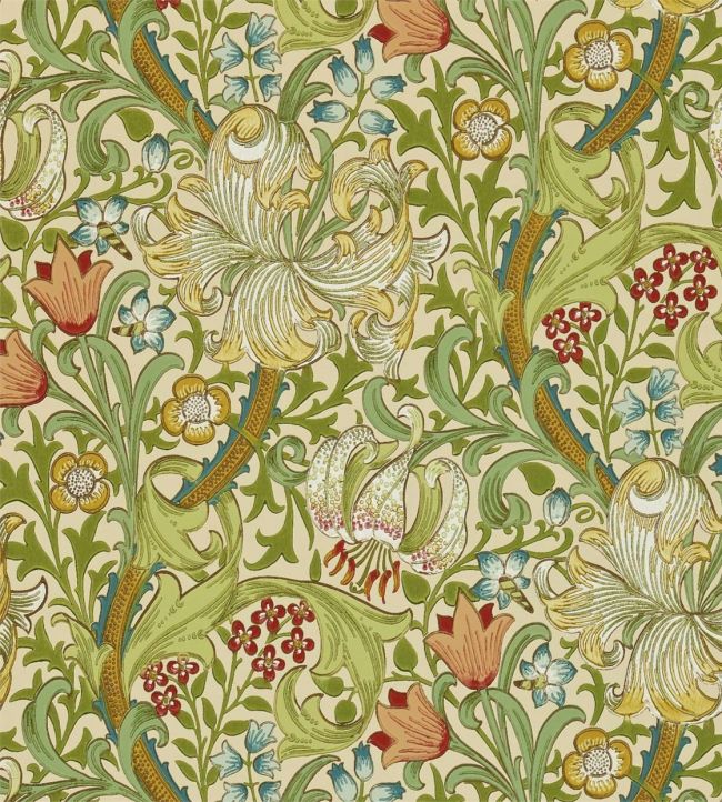 Golden Lily Wallpaper - Pale Biscuit - 216858 - Morris & Co