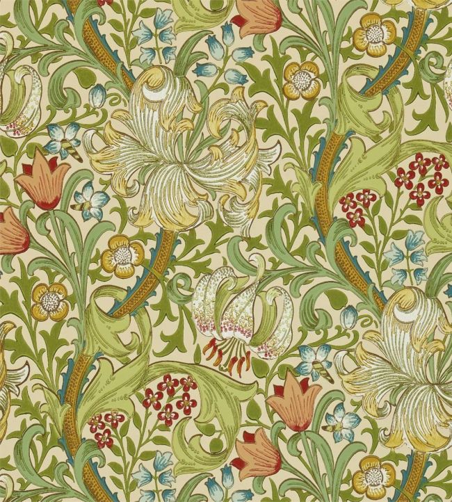 Golden Lily Wallpaper - Pale Biscuit - DCMW216858 - Morris & Co - Morris Wallpaper