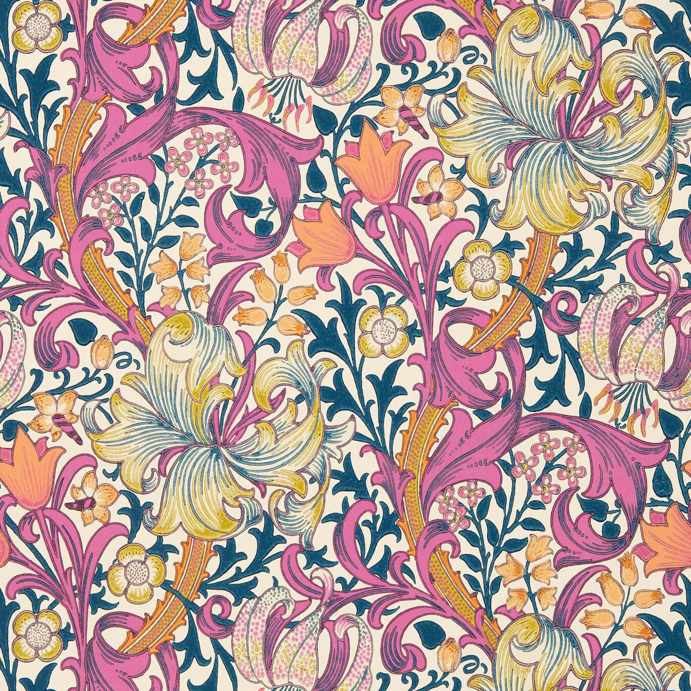 Golden Lily Wallpaper - Pink Fizz - 510006 - Morris & Co