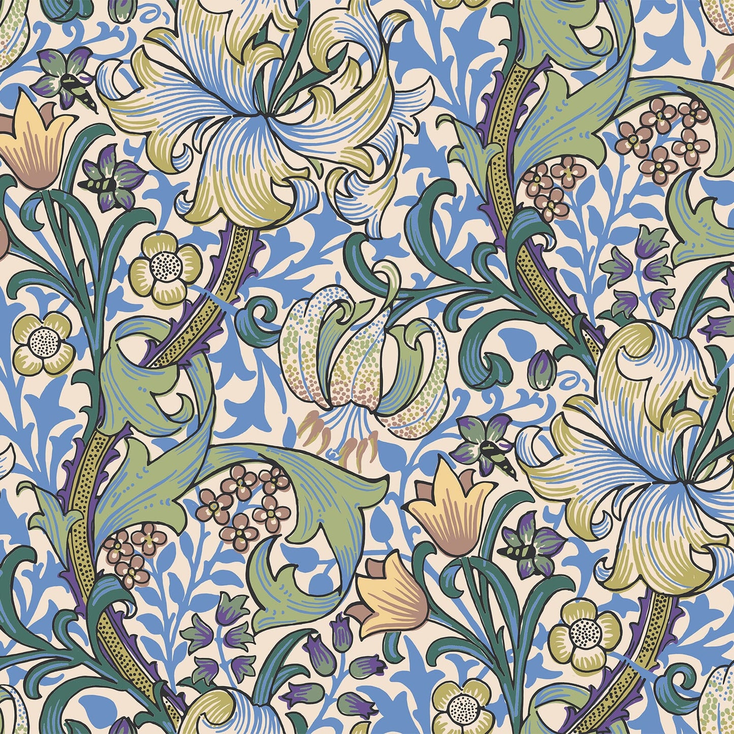 Golden Lily Wallpaper - Sky - House of Hackney - 1-WA-GOL-DI-SKY-XXX - Morris Wallpaper