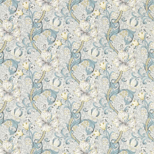 Golden Lily Wallpaper - Slate/Dove - Clarke & Clarke - W0174/02 - Morris Wallpaper