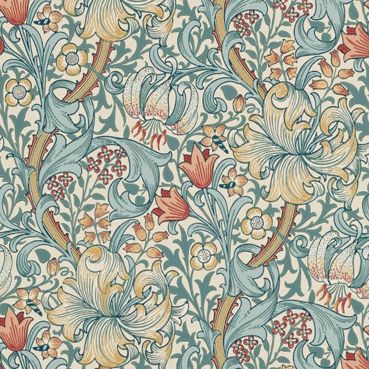 Golden Lily Wallpaper - Slate/Manilla - Morris & Co - 216818 - Morris Wallpaper