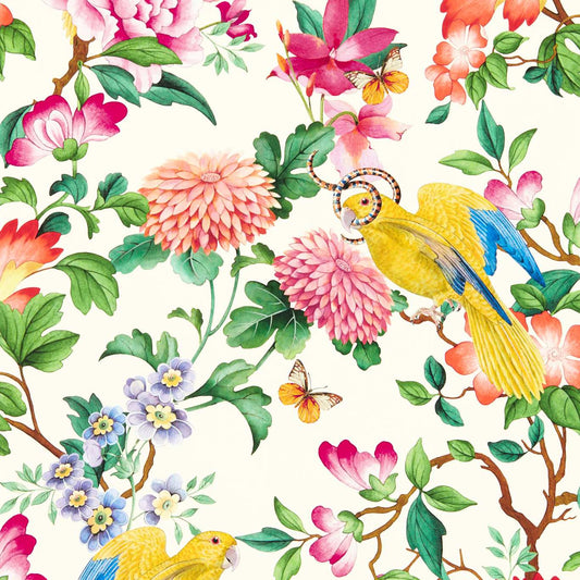 Golden Parrot Wallpaper - Ivory - Clarke & Clarke - W0130/02 - Morris Wallpaper