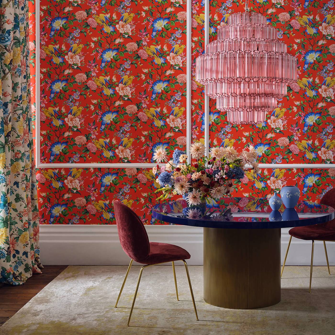 Golden Parrot Wallpaper - Mineral - Clarke & Clarke - W0130/03 - Morris Wallpaper
