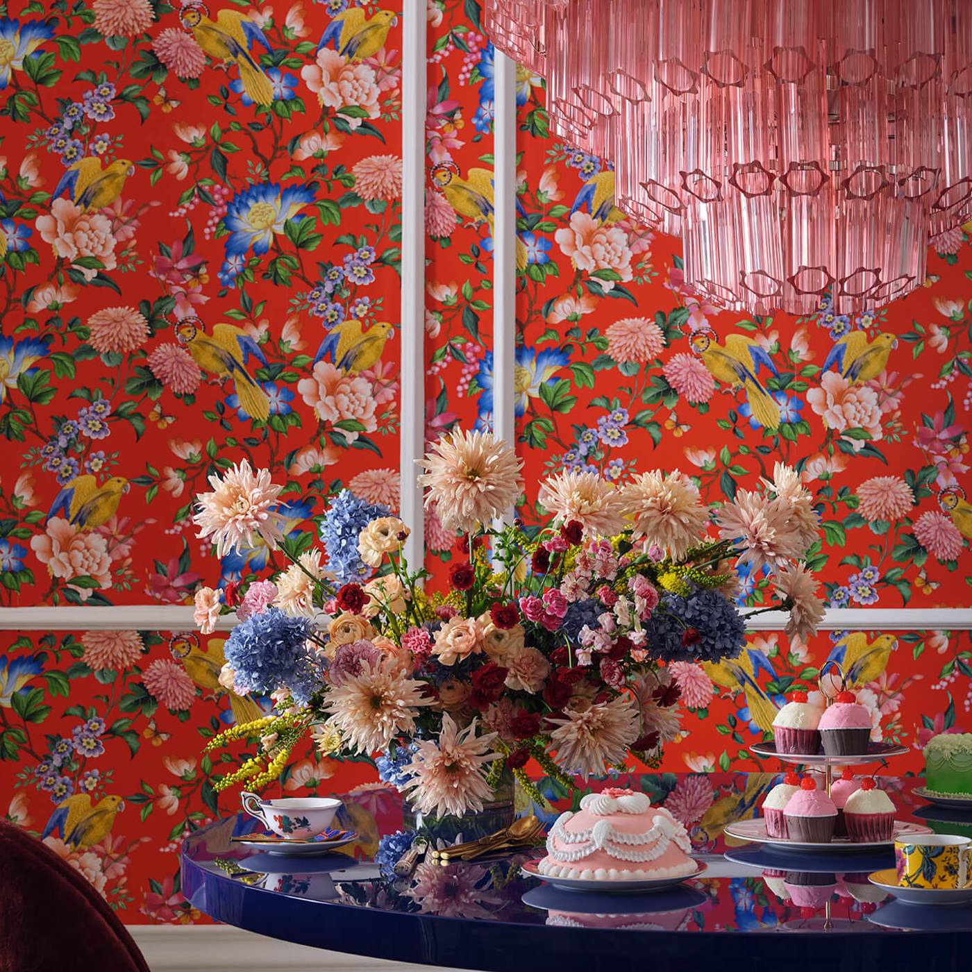 Golden Parrot Wallpaper - Mineral - Clarke & Clarke - W0130/03 - Morris Wallpaper