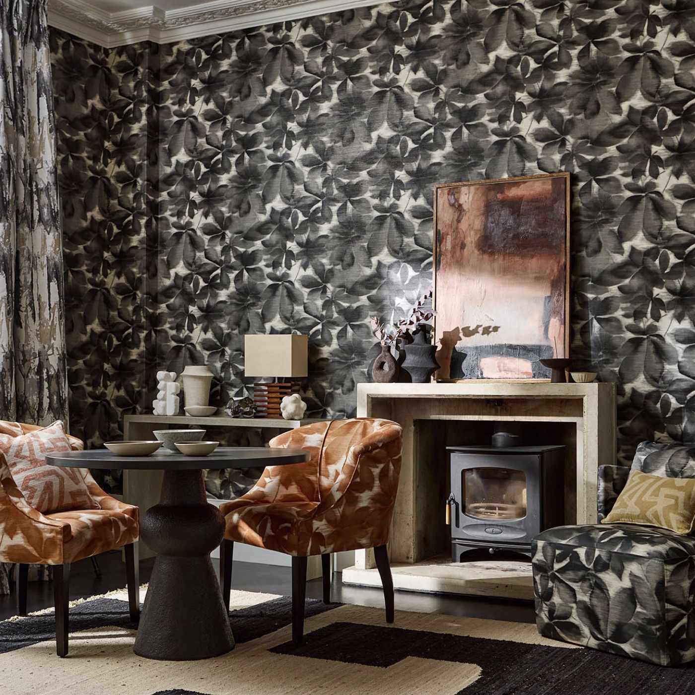 Grounded Wallpaper - Black Earth/Parchment - HC4W113005 - Harlequin - Morris Wallpaper