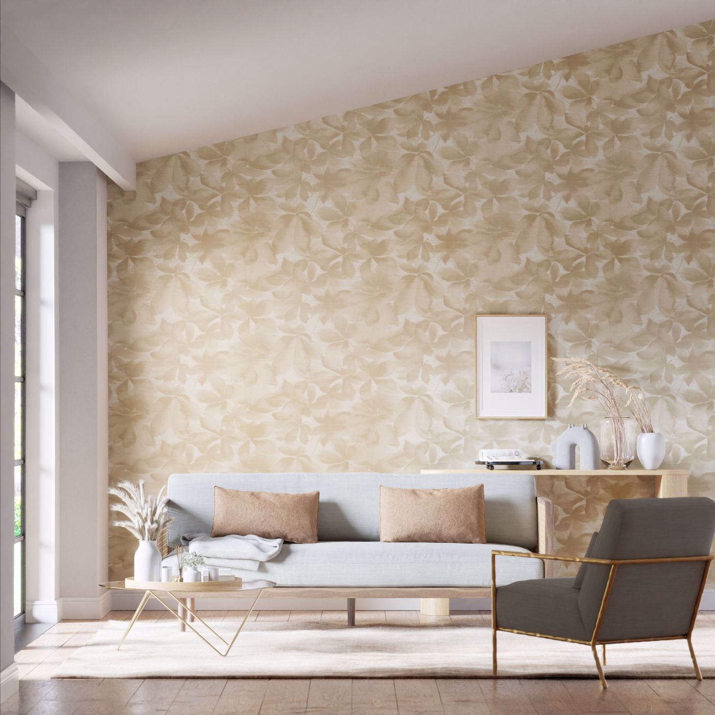 Grounded Wallpaper - Golden Light/Parchment - HC4W113004 - Harlequin - Morris Wallpaper