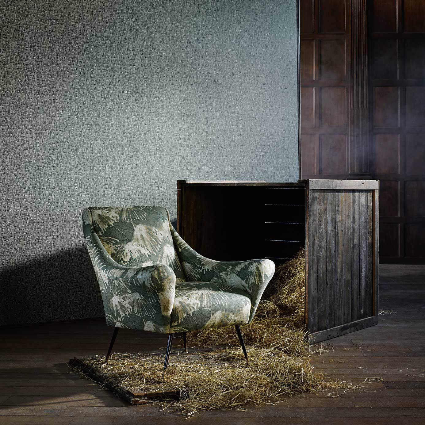 Guinea Wallpaper - Blue Stone - ZKEM312648 - Zoffany - Morris Wallpaper