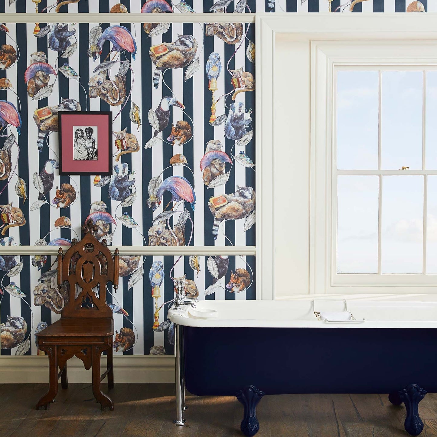 Hackney Empire Stripe Wallpaper - Midnight - House of Hackney - 1-WA-HAC-DI-MID-STR - Morris Wallpaper