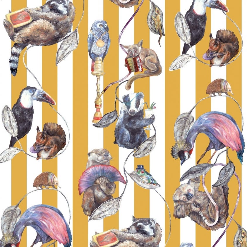 Hackney Empire Stripe Wallpaper - Ochre - House of Hackney - 1-WA-HAC-DI-OCH-STR - Morris Wallpaper