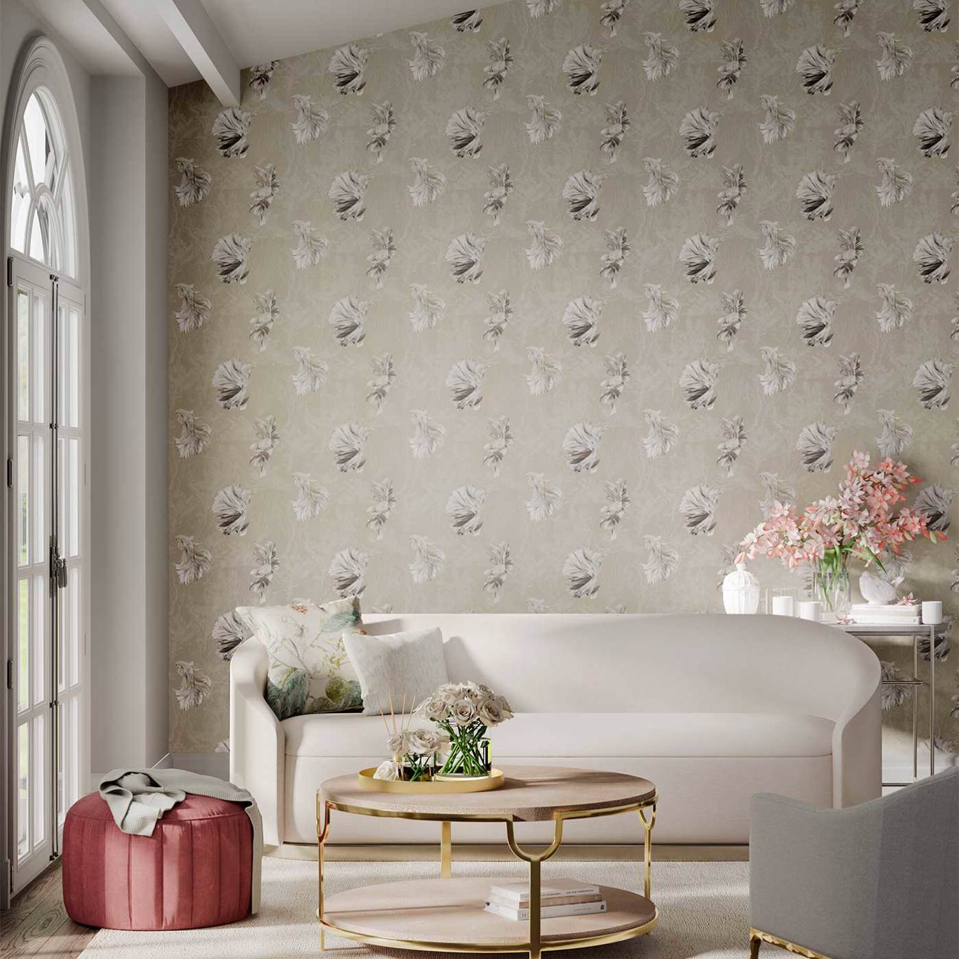 Halfmoon Wallpaper - Gilver/ Tranquility - Harlequin - HTEW112765 - Morris Wallpaper