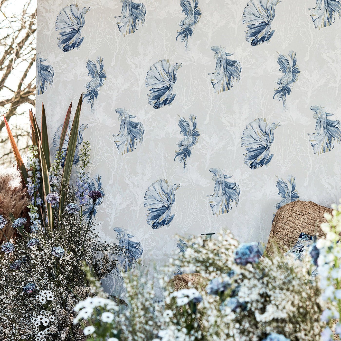Halfmoon Wallpaper - Stillness/Indigo - Harlequin - HTEW112766 - Morris Wallpaper
