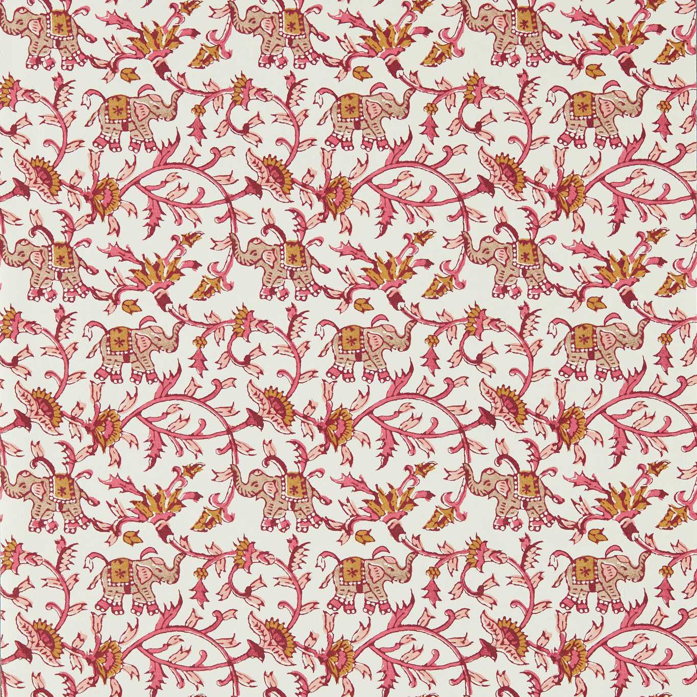 Hathi Wallpaper - Raspberry - Clarke & Clarke - W0236/03 - Morris Wallpaper