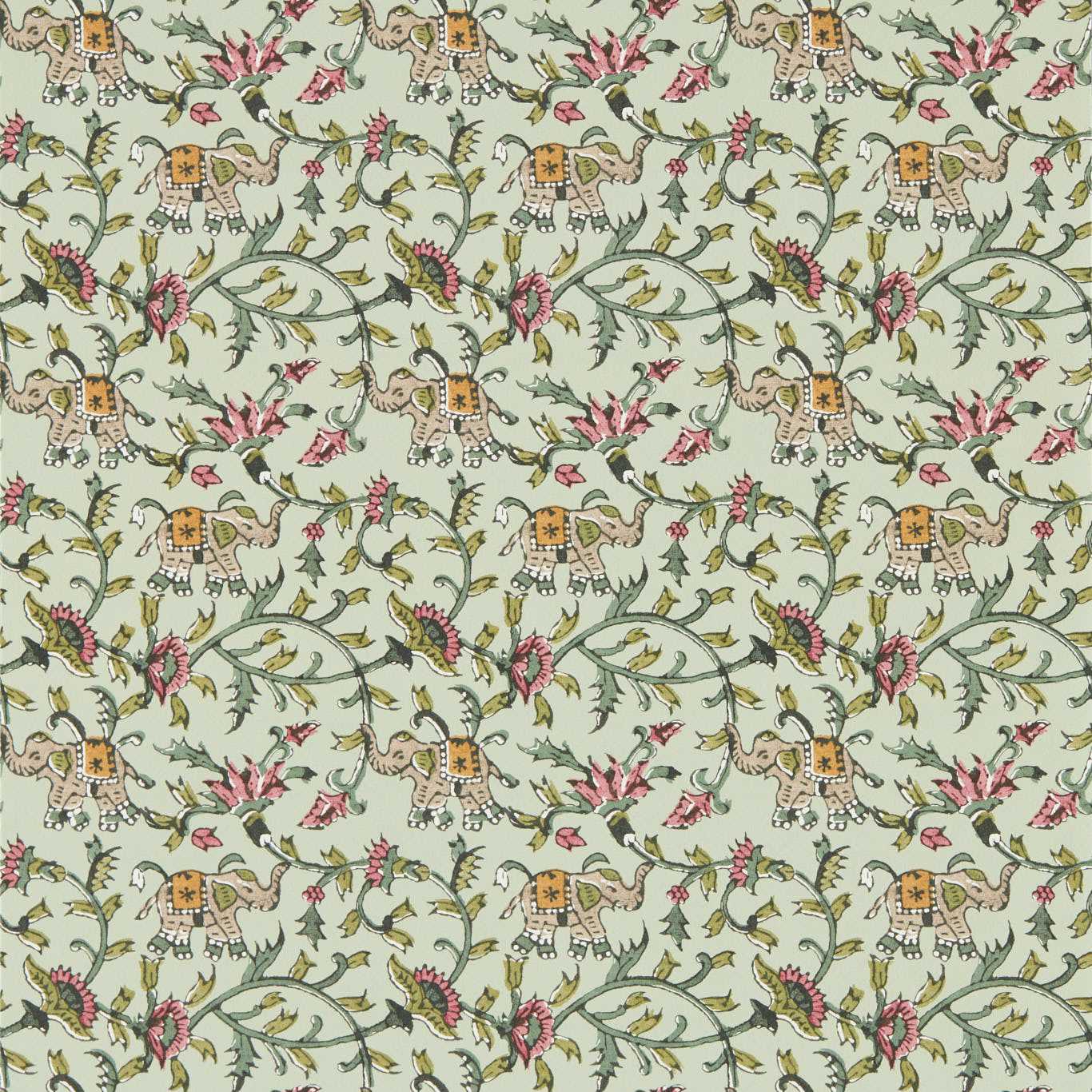 Hathi Wallpaper - Sage - Clarke & Clarke - W0236/04 - Morris Wallpaper