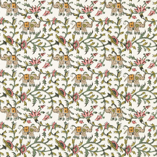 Hathi Wallpaper - Sage/Blush - Clarke & Clarke - W0236/05 - Morris Wallpaper