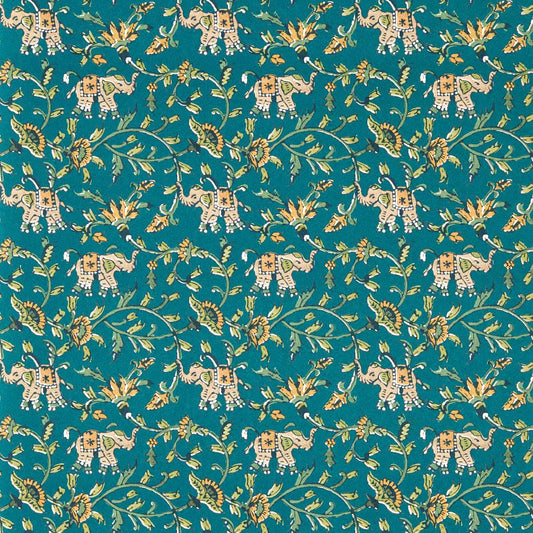 Hathi Wallpaper - Teal - Clarke & Clarke - W0236/06 - Morris Wallpaper