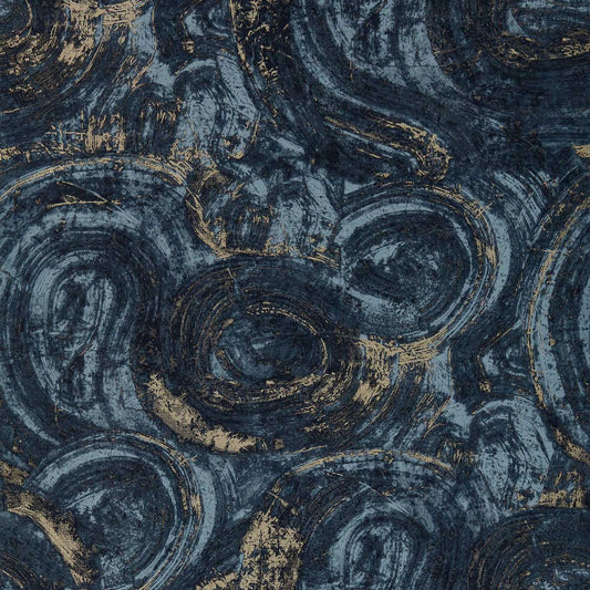 Hatoum Wallpaper - Ink/Gilver - Clarke & Clarke - W0222/02 - Morris Wallpaper