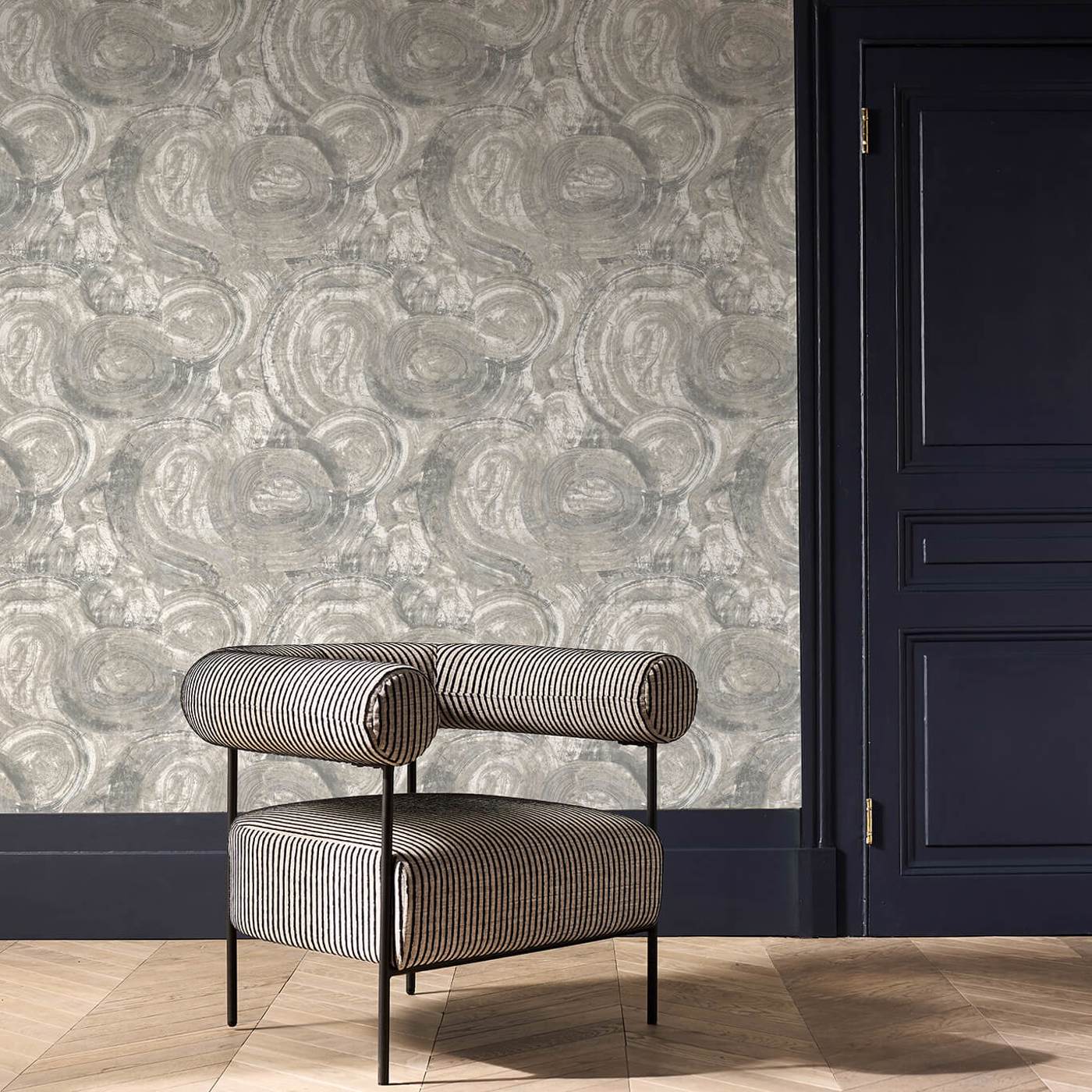 Hatoum Wallpaper - Slate - Clarke & Clarke - W0222/04 - Morris Wallpaper
