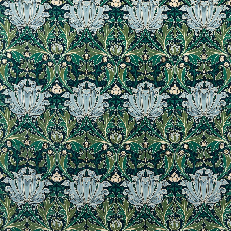 Helena Velvet Fabric - Indigo/Boughs - Morris & Co - 227237 - Premier Wallcovering