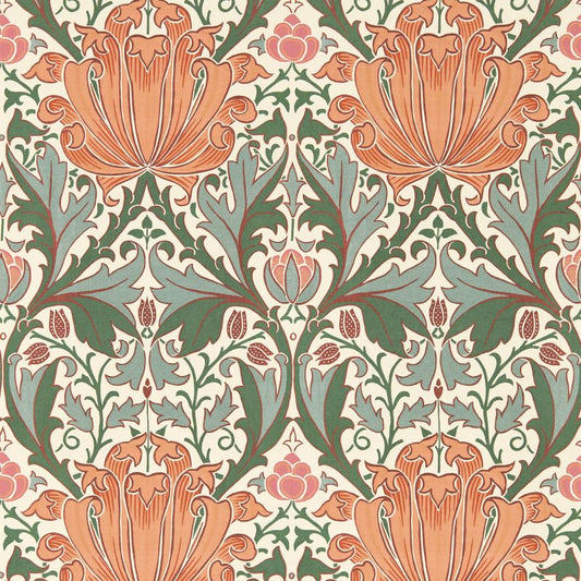 Helena Wallpaper - Peach/Teal - 217361 - Morris & Co